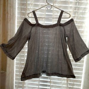 Loft striped off the shoulder shirt. Size large